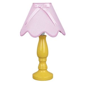 Keramická nočná lampa na stolík žltá a ružová E27 Lola vyobraziť