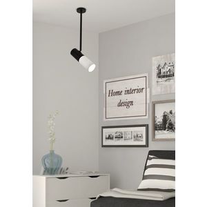 Nastaviteľná trubicová závesná lampa, čierna a biela vyobraziť