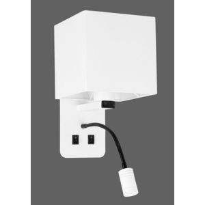 Biela hotelová nástenná lampa s LED lampou na čítanie Magnum vyobraziť