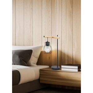 Čierna košová stolová lampa Bernita vyobraziť