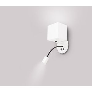 Biela hotelová nástenná lampa s LED lampou na čítanie Magnum vyobraziť