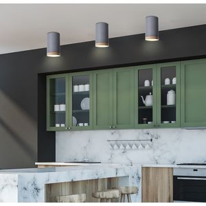 Stropná lampa zo sivej drevenej ocele, trubica 8, 8 x 15 cm vyobraziť