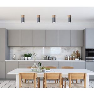 Stropná lampa zo sivej drevenej ocele, 6, 8 x 15 cm, trubica vyobraziť