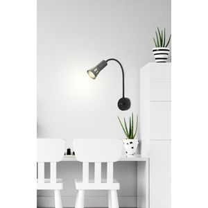 Čierna nastaviteľná nástenná lampa s ramenom + vypínač Arena vyobraziť