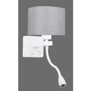 Bielo-sivá nástenná lampa s LED lampou na čítanie Polo vyobraziť