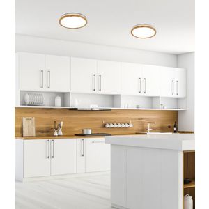 stropná lampa Kato LED 16W biela, svetlé drevo vyobraziť