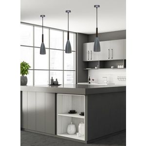 Závesná lampa sivá kov/drevo E27 Flen Ledea vyobraziť