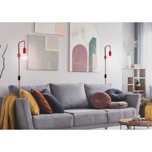 Červená nástenná lampa + káblová lampa Laren Ledea vyobraziť