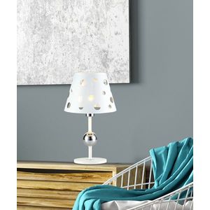 Stolová lampa Batley Ledea s otvormi, biela vyobraziť