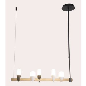 Závesná lampa na ostrovček čierno-zlatá LED 27W Sakai Ledea vyobraziť