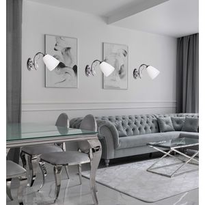 Chrómová nástenná lampa, biele tienidlo, 40W E14, Ursella vyobraziť