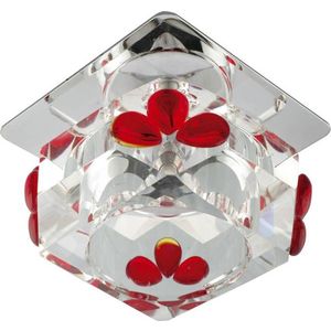 Stropné svietidlo G4, štvorcové, krištáľovo číre sklo, červené, 20W vyobraziť