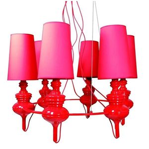 Červená závesná lampa, nastaviteľná, luster, 6xE14, Decoria vyobraziť