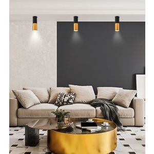 Stropné svietidlo čierno-zlatá žiarovka 15W GU10 trubica vyobraziť