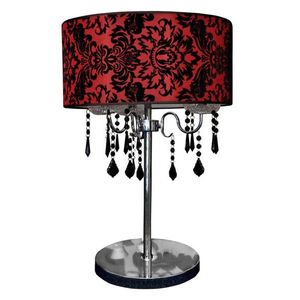 Stolová lampa červená čierna zamatová Astor vyobraziť