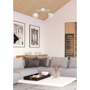 Stropné nástenné svietidlo pásik biele + drevo 2x40W Puerto vyobraziť