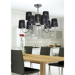 Závesná lampa chróm/čierna s kryštálmi 9x40W Sorento vyobraziť