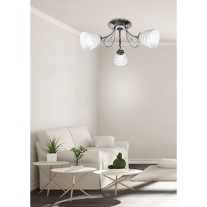 Stropné svietidlo chróm 3x40W biele tienidlo s kryštálmi Simpli vyobraziť