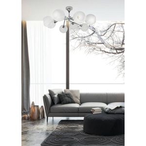 Chrómová stropná lampa, biele tienidlo, 8x40W Raul vyobraziť