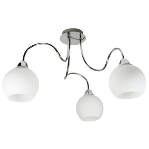 Trojitá chrómová stropná závesná lampa s bielymi tienidlami Nelda vyobraziť