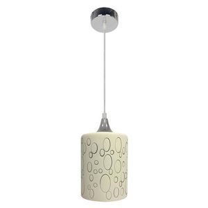 Závesná lampa chrómová + tienidlo z krémového skla E27 piesková vyobraziť