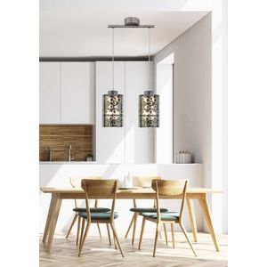 Závesná lampa chrómová, sklenené tienidlo 3D, 2x40W, Nocturno vyobraziť