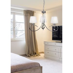 Závesná lampa chrómová / biele tkané tienidlo 3x40W Arnika vyobraziť