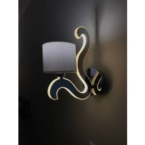 Chrómová nástenná lampa, tkané tienidlo, LED rameno, Ambrosia vyobraziť