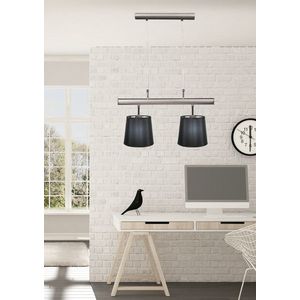 Saténová dvojitá závesná lampa, čierne tienidlo, 2x60W Milonga vyobraziť