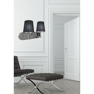 Dvojitá saténová nástenná lampa + čierne tienidlo 2x60W Milonga vyobraziť
