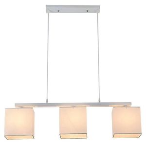Závesná lampa biela + béžové tkané tienidlo 3x40W Boho vyobraziť
