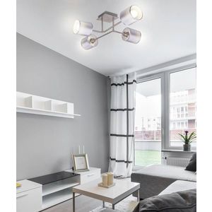 Stropná lampa saténovo-niklové tkané tienidlo 4x40W Sax vyobraziť