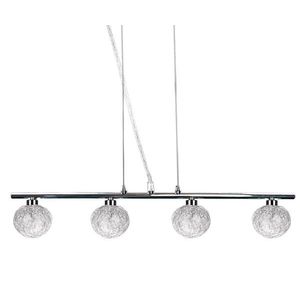 Závesná lampa s chrómovým tienidlom zo skla s opleteným 4x40W guľa vyobraziť