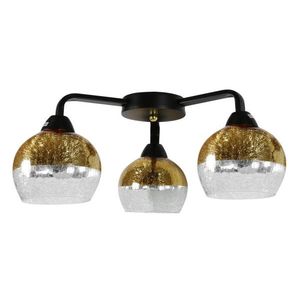 Čierno-zlatá stropná lampa, sklenené tienidlá, 3x60W, Cromina Gold vyobraziť