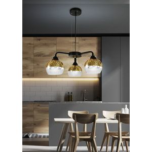 Čierno-zlatá závesná lampa, nastaviteľná, 3x60W, Cromina Gold vyobraziť