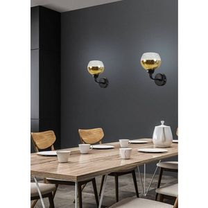 Čierno-zlatá zrkadlová nástenná lampa s tienidlom z tepaného skla Cromina Gold vyobraziť