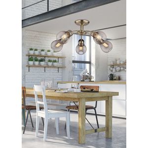 Stropná lampa s patinovaným drôteným tienidlom 5x60W Gliva vyobraziť