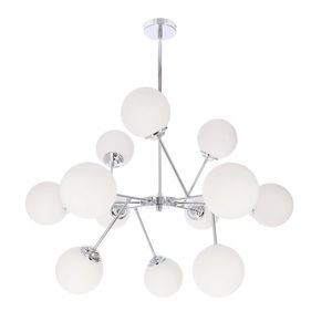 Závesná lampa BELWEDER chróm 12x40W E14 biele tienidlo vyobraziť