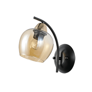 MERRA čierna nástenná lampa 1x40W E27 jantárové tienidlo vyobraziť