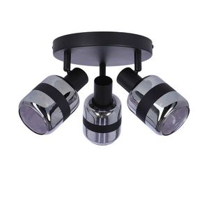 Stropná lampa Yuki, matná čierna, 3x15W, E14, dymové tienidlo vyobraziť