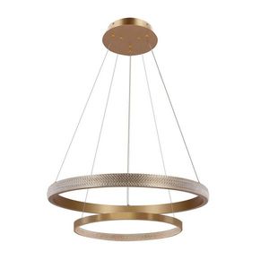 ZÁVESNÁ LAMPA HASHIM 60+40CM MATNÁ TMAVO ZLATÁ 22W+34W LED KRYŠTÁLY ČÍRE vyobraziť