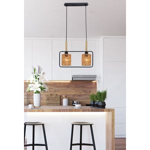 Závesná lampa Crown, čierna, 2x40W, E27, béžové tienidlo vyobraziť