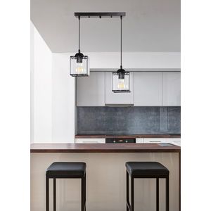 Závesná lampa Glassia čierna 2X40 E27 čierne tienidlo + číre kryštály vyobraziť