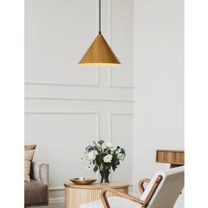 Závesná lampa Dunca 25 Čierna 1X40 E27 Svetlý dubový tienidlo vyobraziť