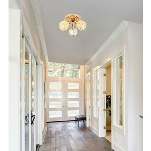 Stropná lampa Dubaj, stropná lampa, ružovo-zlaté krištáľové tienidlo, priehľadné vyobraziť