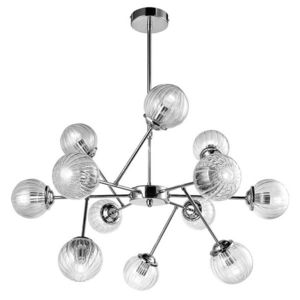 Závesná stropná lampa s chrómovými sklenenými tienidlami 12x40W vyobraziť