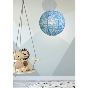 Papierové tienidlo na lampu modré kvety guľa 35cm Cocoon vyobraziť