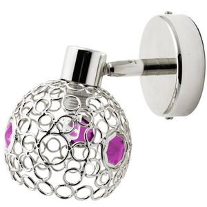 Nástenná lampa chróm + fialová bodová lampa Aron vyobraziť