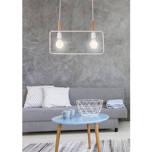 Závesná lampa biela s nastaviteľnou výškou 2x60W E27 rám vyobraziť