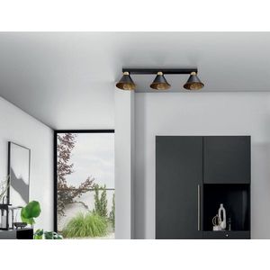 Detmer 17x70x14cm stropný 3 čierny / zlatý vyobraziť